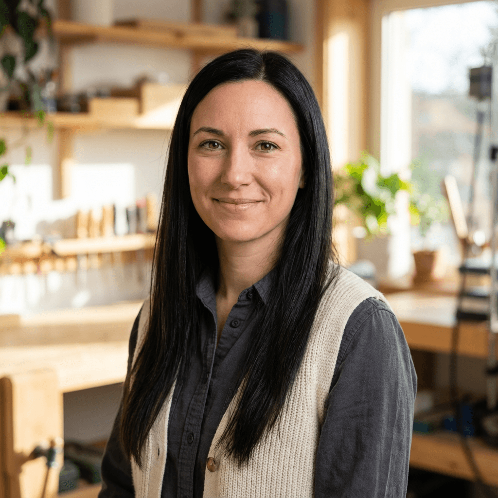 Rebecca Thompson smiling at home in the Inner West